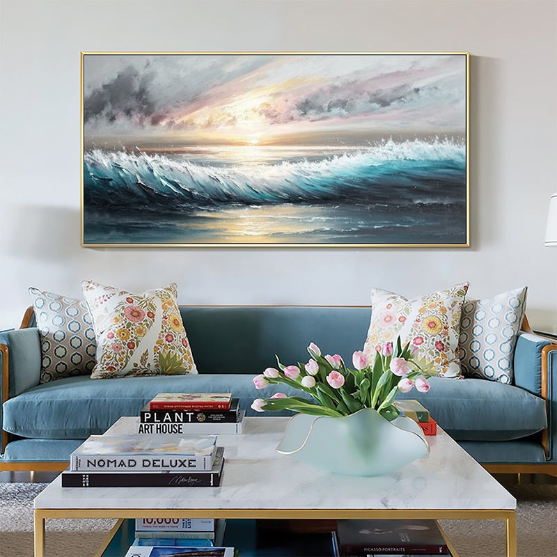 DUSK TIDE: Ocean Waves Seascape Oil Painting