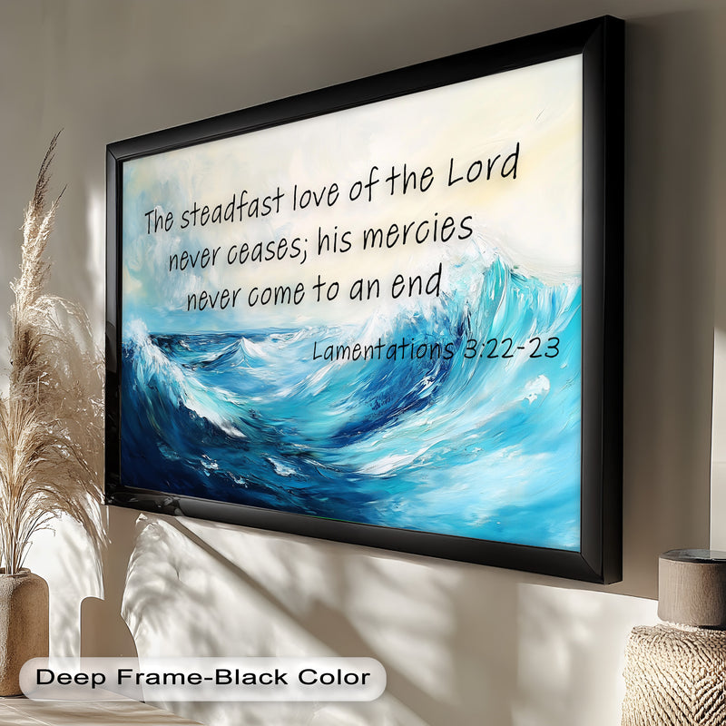 Lamentations 3:22-23 – Everlasting Love Bible Verse Oil Painting