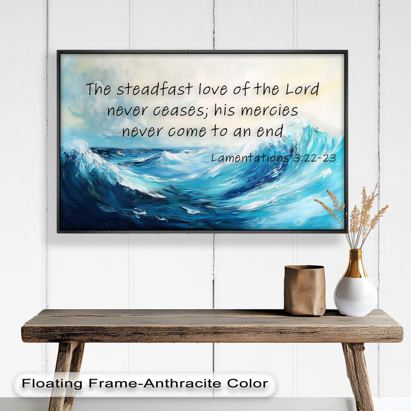 Lamentations 3:22-23 – Everlasting Love Bible Verse Oil Painting