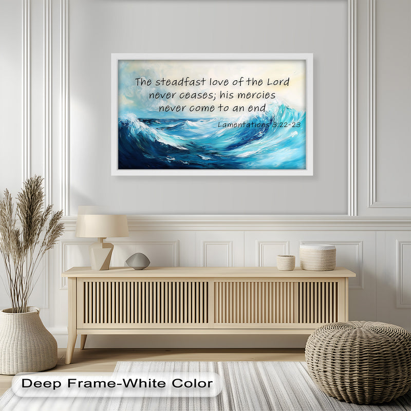 Lamentations 3:22-23 – Everlasting Love Bible Verse Oil Painting