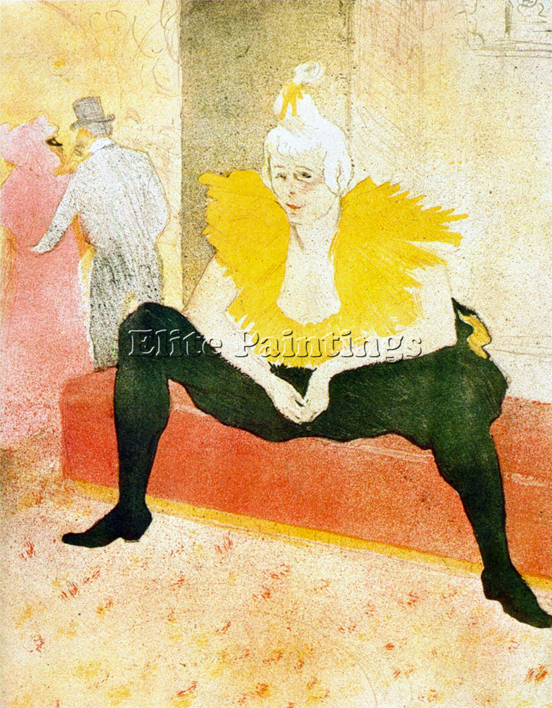 TOULOUSE-LAUTREC SITTING CLOWN ARTIST PAINTING REPRODUCTION HANDMADE OIL CANVAS