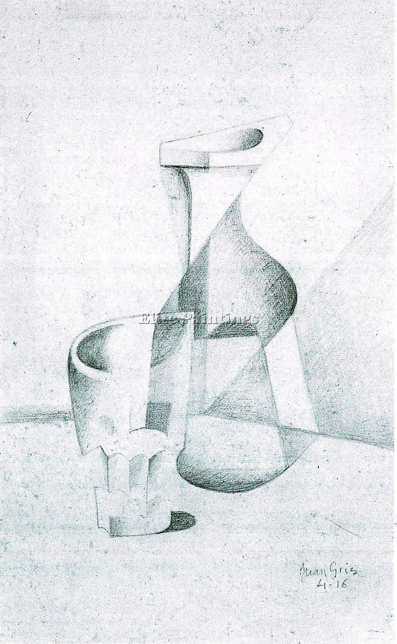 JUAN GRIS CARAFFE AND GLASS ARTIST PAINTING REPRODUCTION HANDMADE OIL CANVAS ART