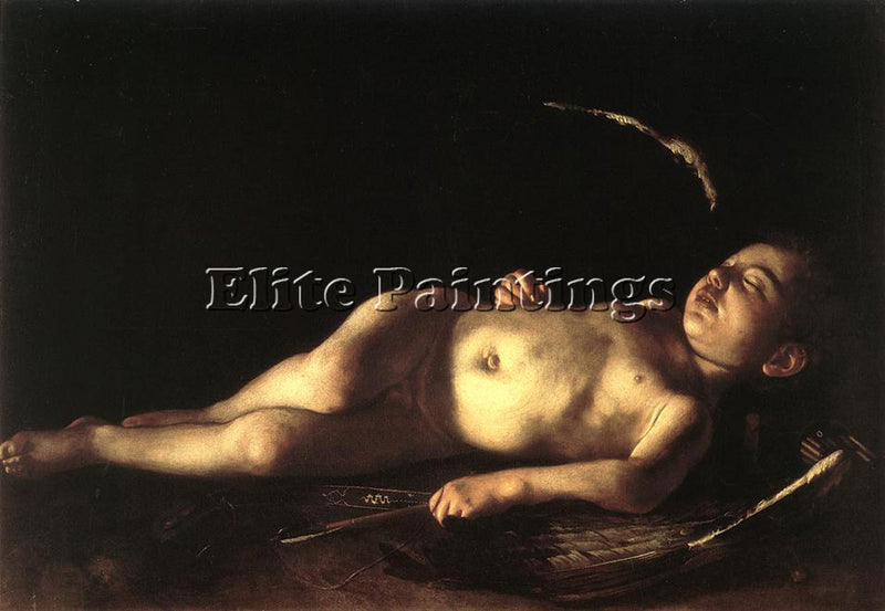 CARAVAGGIO SLEEPING CUPID ARTIST PAINTING REPRODUCTION HANDMADE OIL CANVAS REPRO