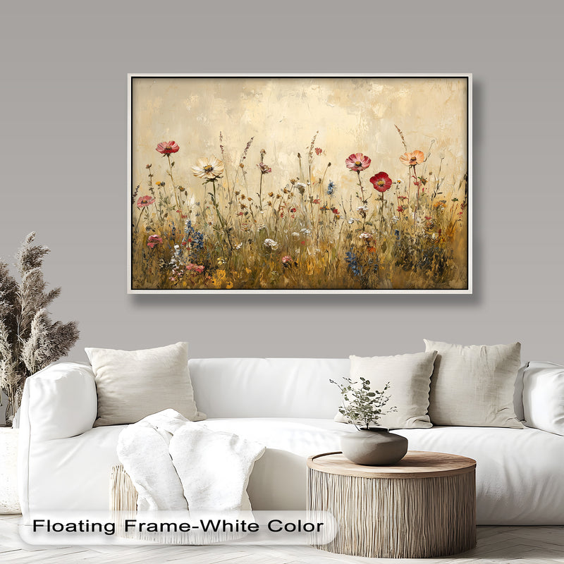 Vintage Wild Flowers – Rustic Floral Oil Painting