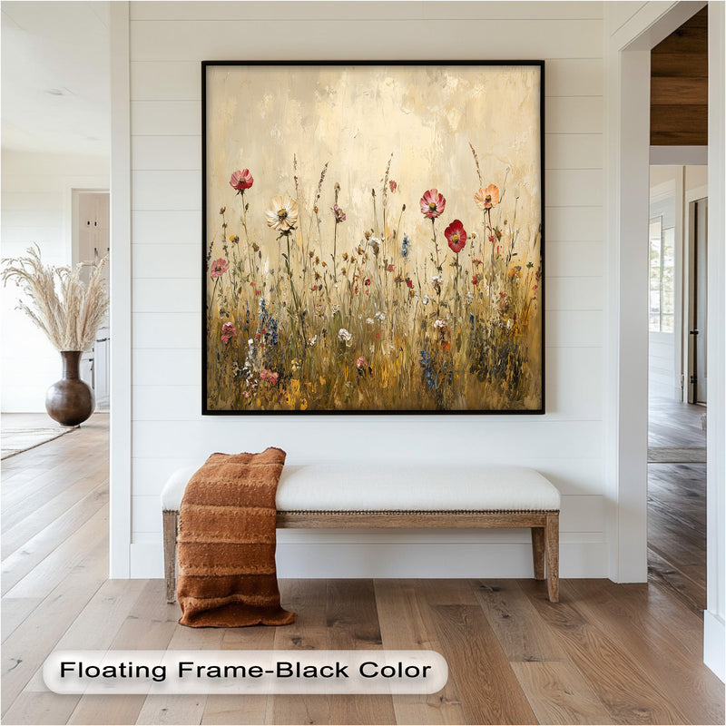 Vintage Wild Flowers – Rustic Floral Oil Painting