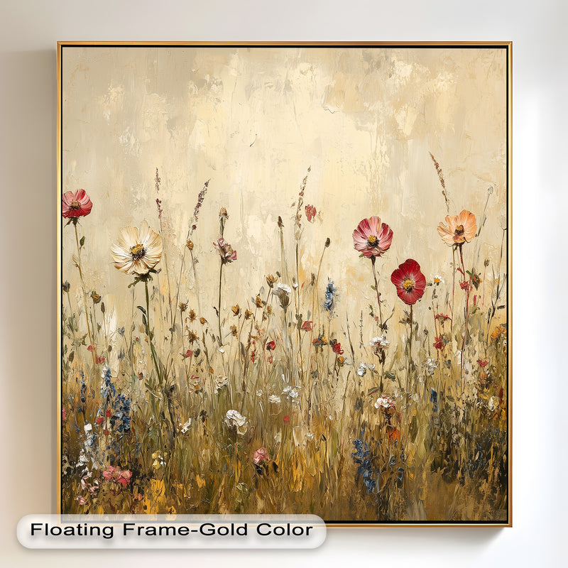 Vintage Wild Flowers – Rustic Floral Oil Painting