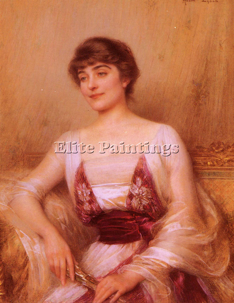 ALBERT LYNCH A LADY WITH A FAN ARTIST PAINTING REPRODUCTION HANDMADE OIL CANVAS