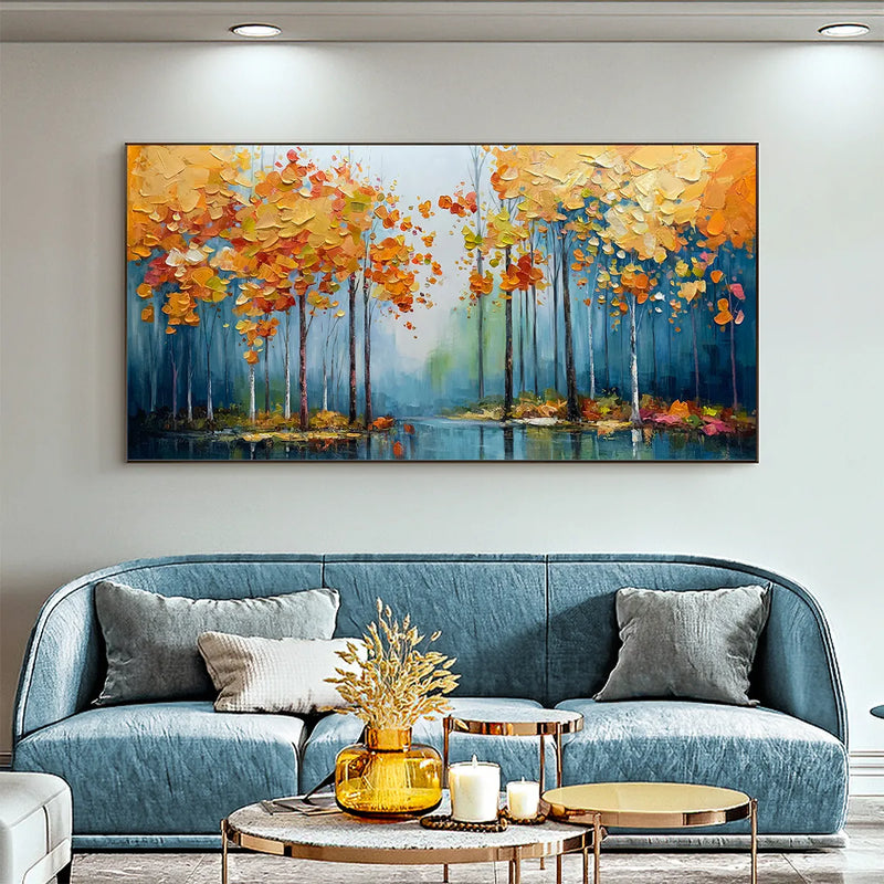 AUTUMN REFLECTIONS: Colorful Autumn Forest Landscape Oil Painting