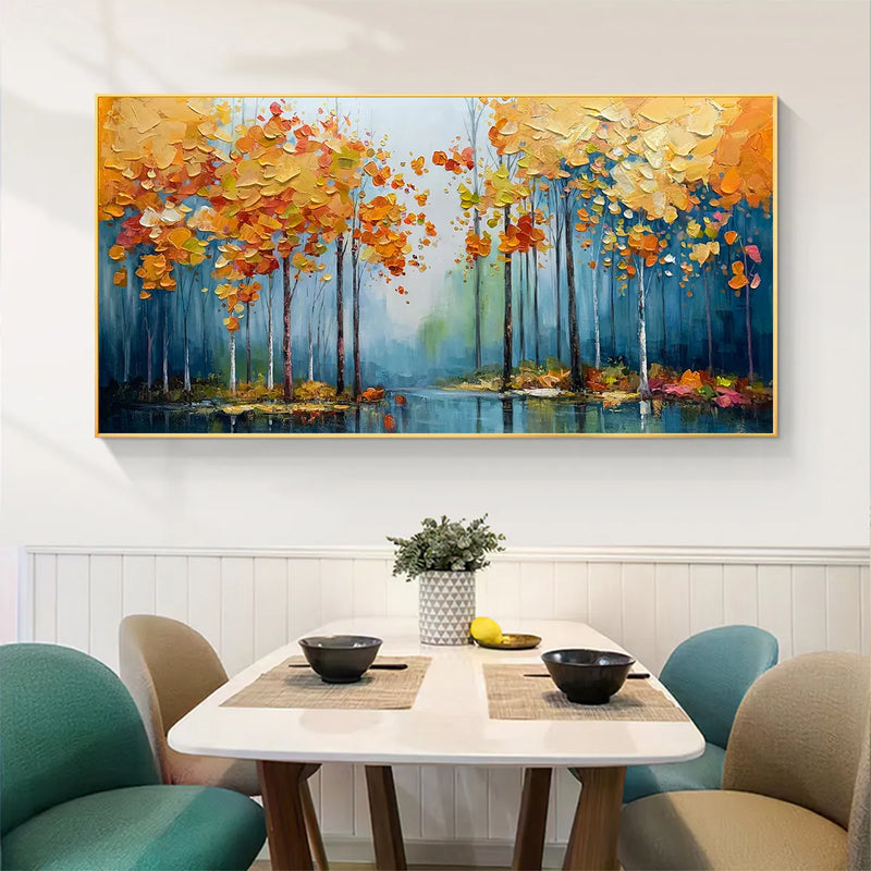 AUTUMN REFLECTIONS: Colorful Autumn Forest Landscape Oil Painting
