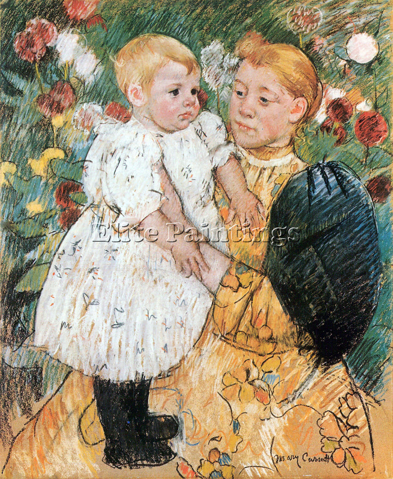 CASSATT IN THE GARDEN ARTIST PAINTING REPRODUCTION HANDMADE OIL CANVAS REPRO ART