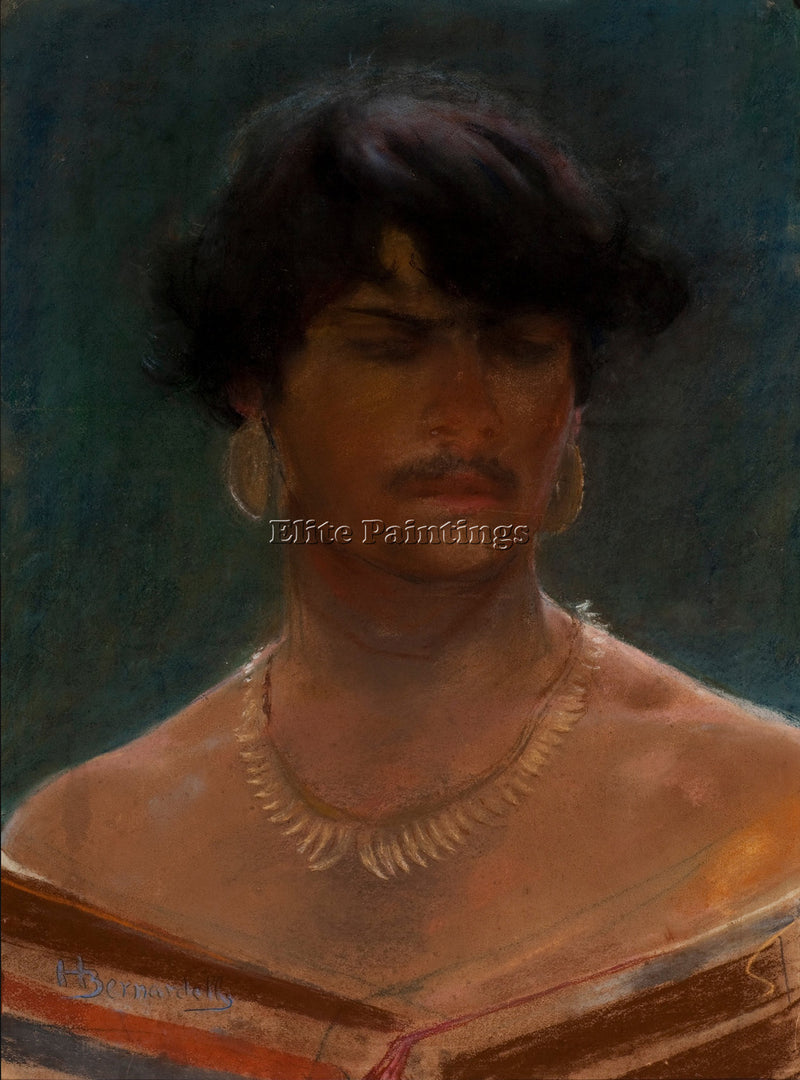 BRAZIL HENRIQUE BERNARDELLI CABECA DE INDIO ARTIST PAINTING HANDMADE OIL CANVAS