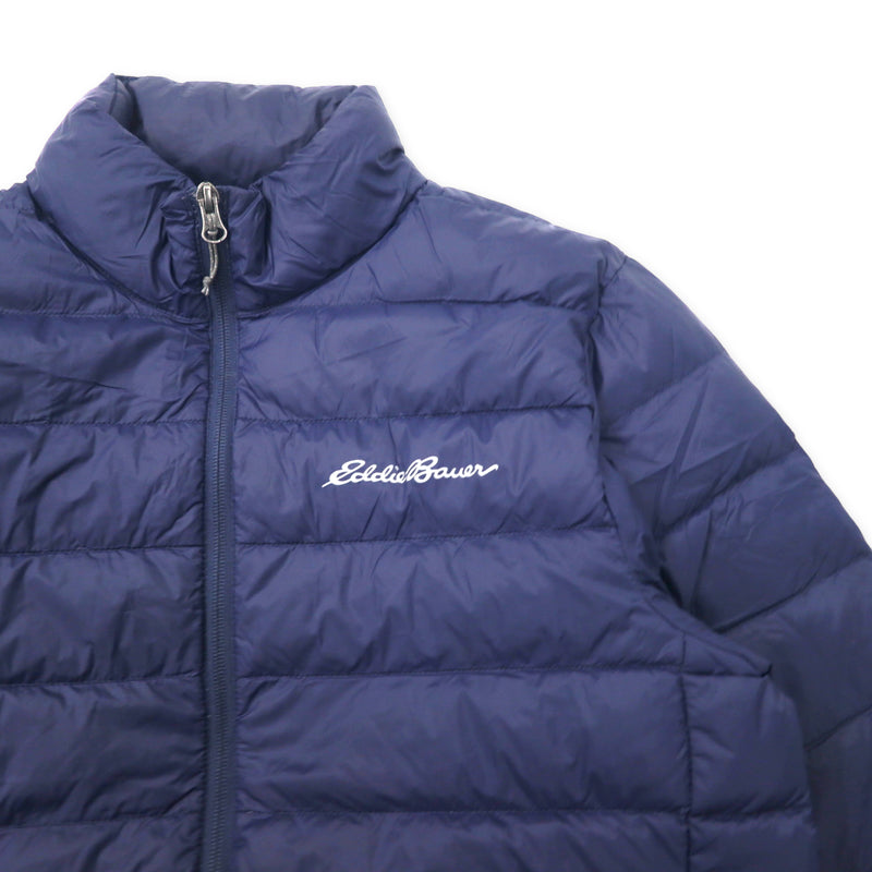 Eddie Bauer ダウンジャケット S ネイビー ナイロン 650フィルパワー ワンポイントロゴ EB650