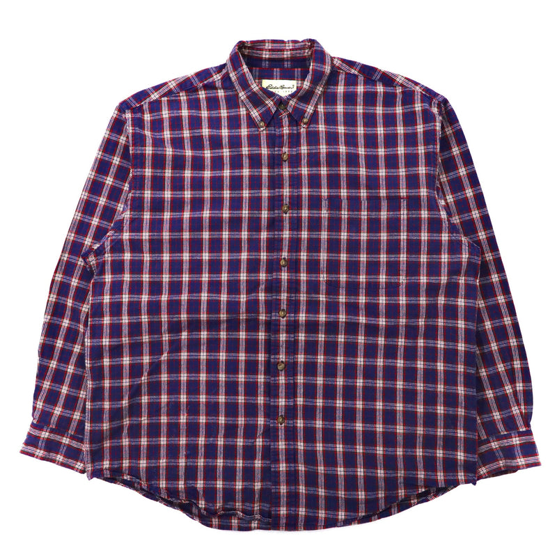 Eddie Bauer ビッグサイズ ボタンダウンシャツ L ネイビー コットン 90年代