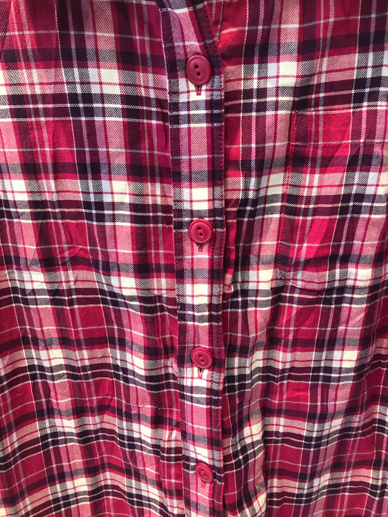 Pink fleece lined plaid LL Bean flannel Medium