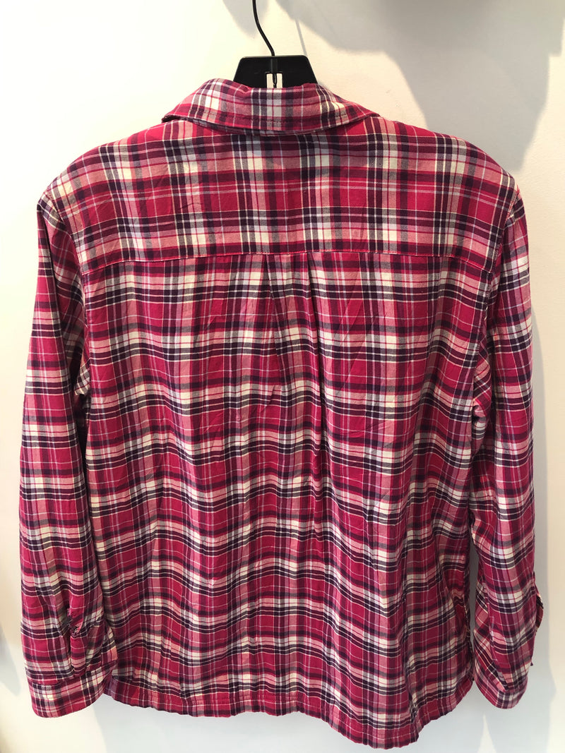 Pink fleece lined plaid LL Bean flannel Medium