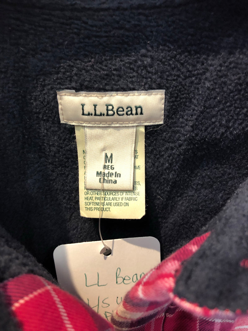 Pink fleece lined plaid LL Bean flannel Medium