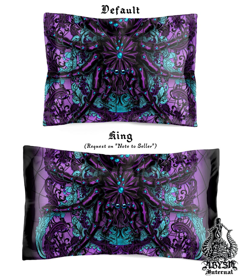 Pastel Goth Bedding Set, Comforter or Duvet, Bed Cover, Bedroom Decor, King, Queen & Twin Size - Tarantula Spider Black and Purple