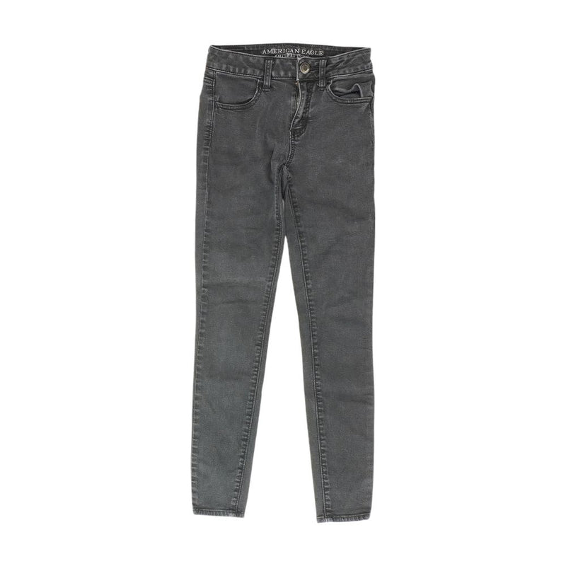 Black Solid High Rise Straight Leg Jeans