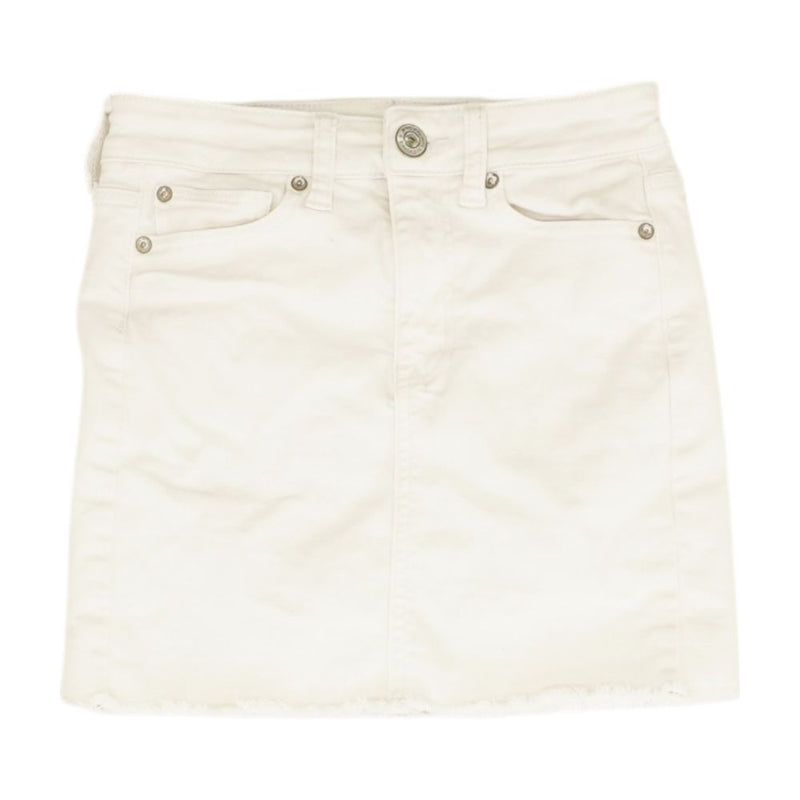 White Solid Mini Skirt