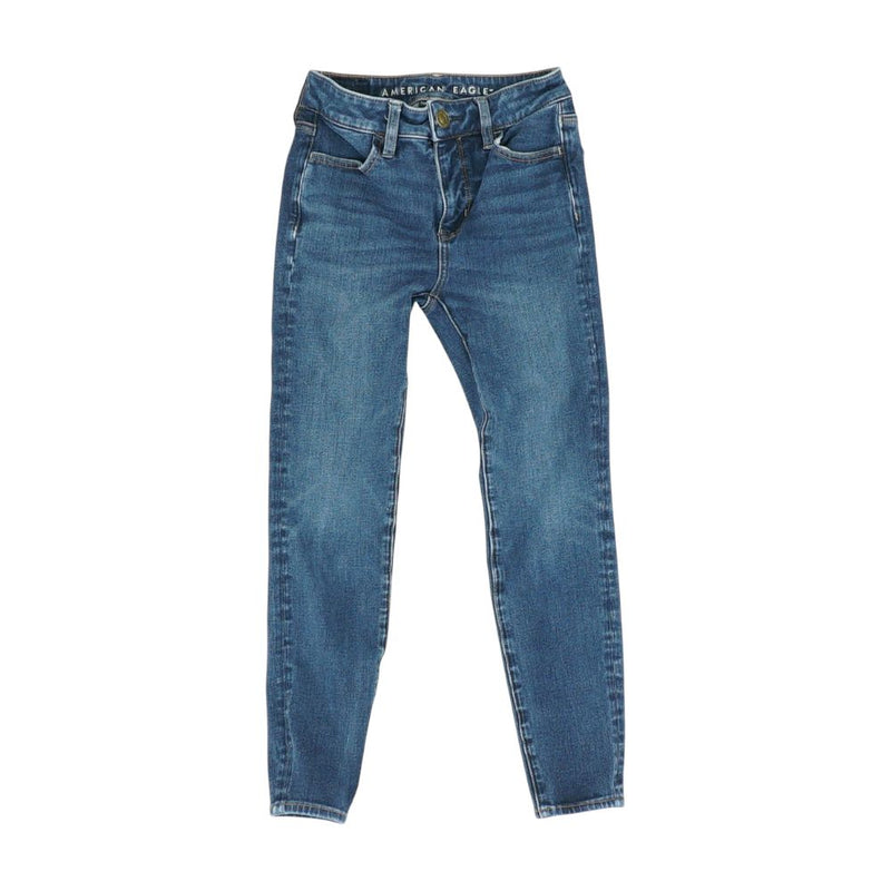 Blue Solid High Rise Skinny Leg Jeans