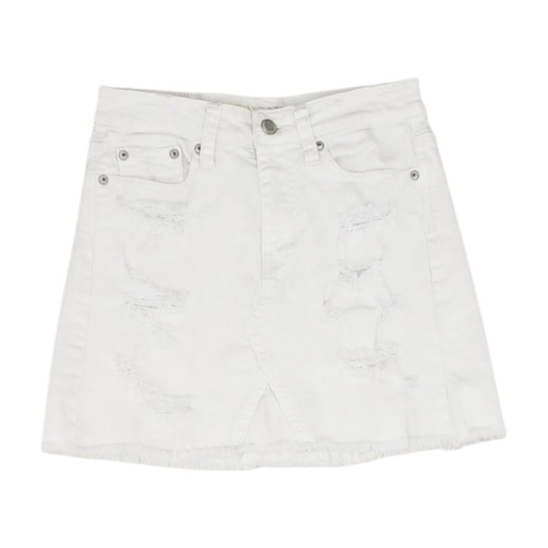White Solid Mini Skirt