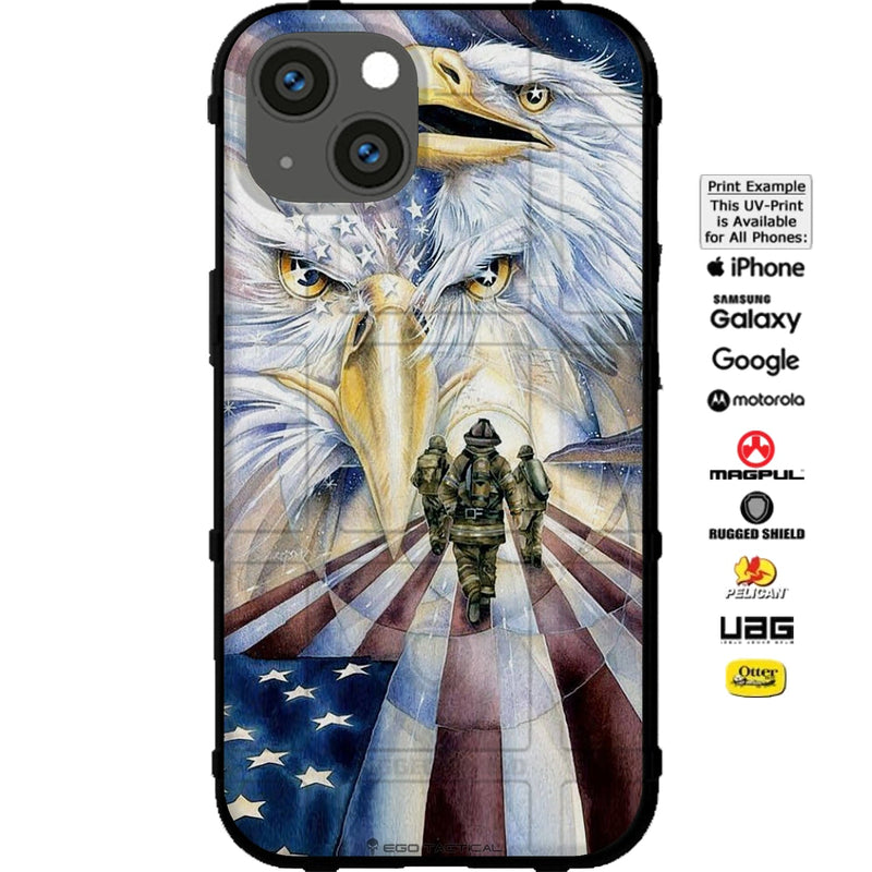 American Eagle over US Flag Firefighters Memorial Custom Printed Phone Case