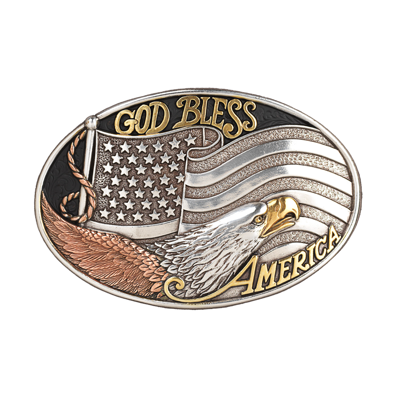 Nocona Men's Oval American Eagle & Flag Belt Buckle 37912