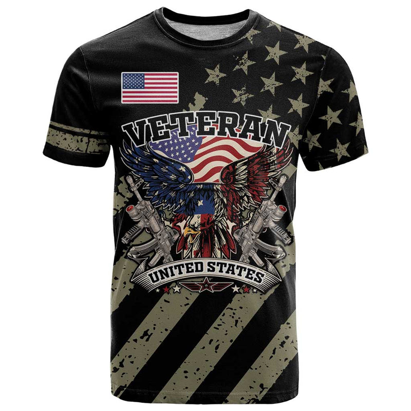 Custom Remembrance Day T Shirt American Eagle With USA Flags LT18
