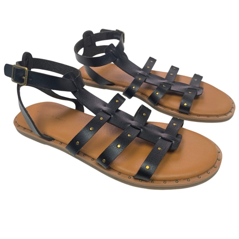 New American Eagle Womens US Size 8 Faux Leather Studded Ankle Wrap Sandals