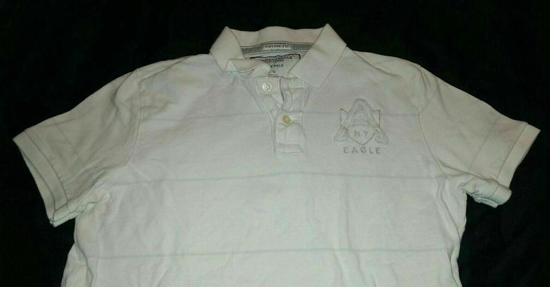 Mens American Eagle Polo Shirt Size Large Vintage Fit Solid White Striped