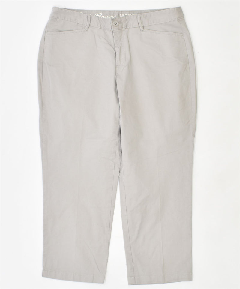 EDDIE BAUER Womens Curvy Capri Trousers US 12 Large W34 L24 Grey Cotton