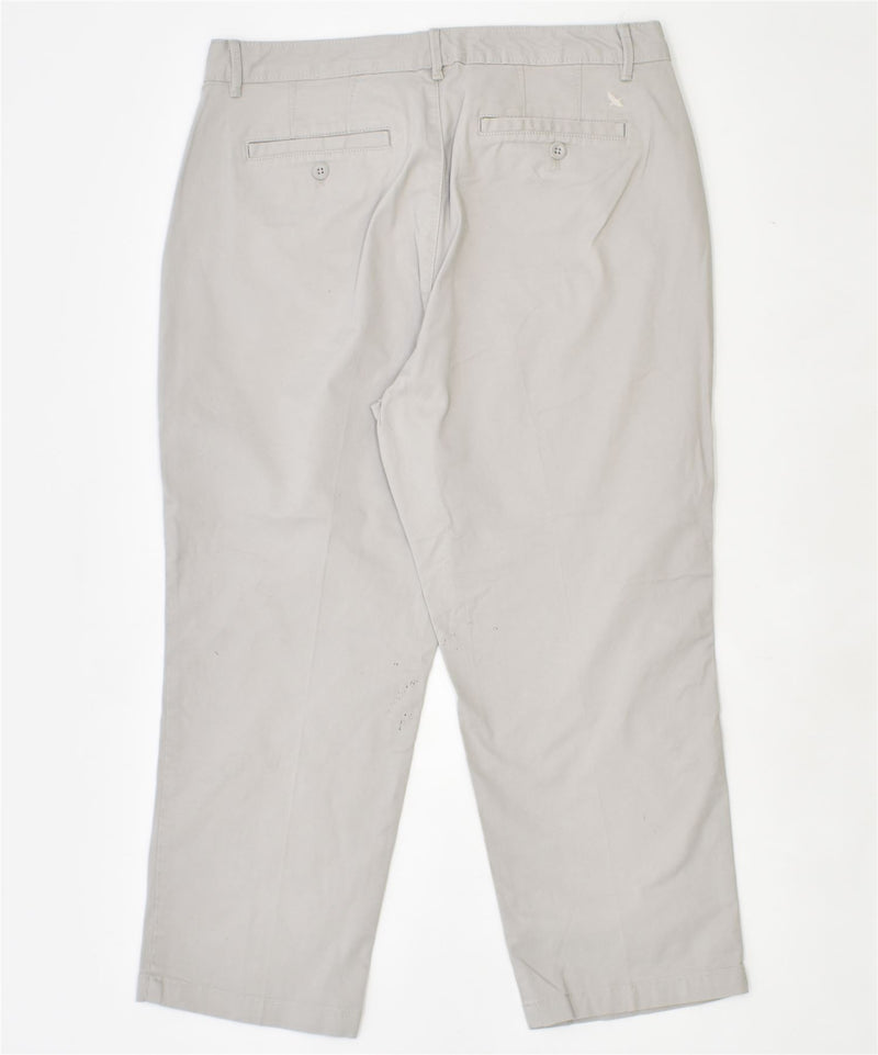EDDIE BAUER Womens Curvy Capri Trousers US 12 Large W34 L24 Grey Cotton