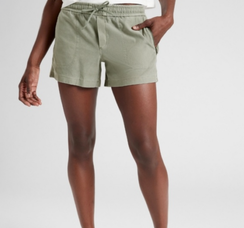 Athleta Vintage Palm Elastic Waist Zipper Pockets Farallon Shorts
