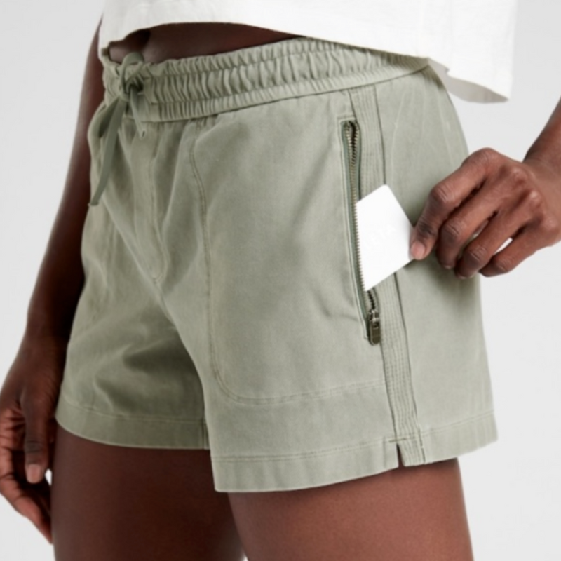 Athleta Vintage Palm Elastic Waist Zipper Pockets Farallon Shorts