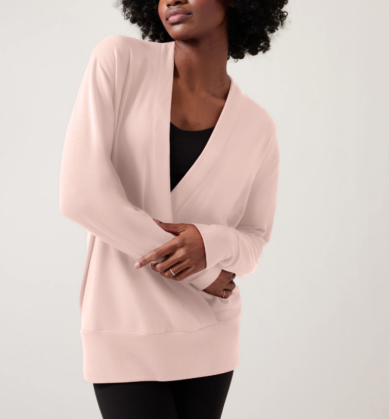 Athleta Orchid Pink Purana V-Neck Wrap Sweatshirt