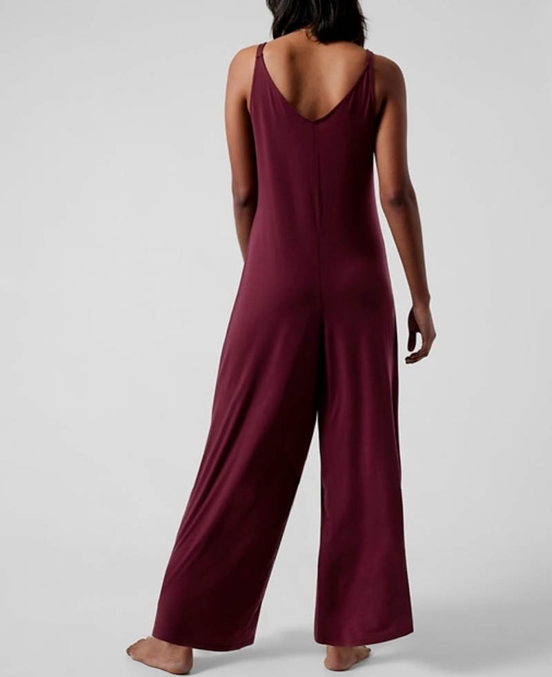 Athleta Deep Burgundy Night Time Bliss Sleep V-neck Romper