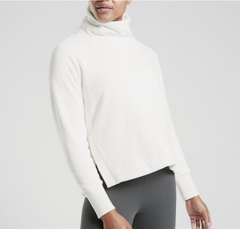 Athleta Sea Salt Funnel Neck Double Cozy Karma Sweatshirt Top