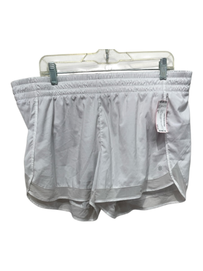Athleta Size XL White Nylon Elastic Waist Athletic Zip Pocket Shorts