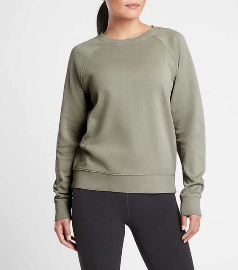 Athleta Washed Laurel Olive Long Sleeve Sundown Sweatshirt Top