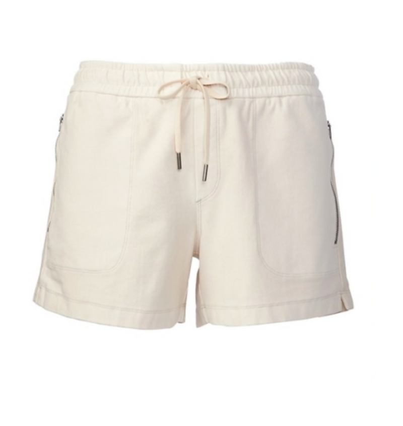 Athleta Oatmeal Elastic Waist Zipper Pockets Farallon Shorts