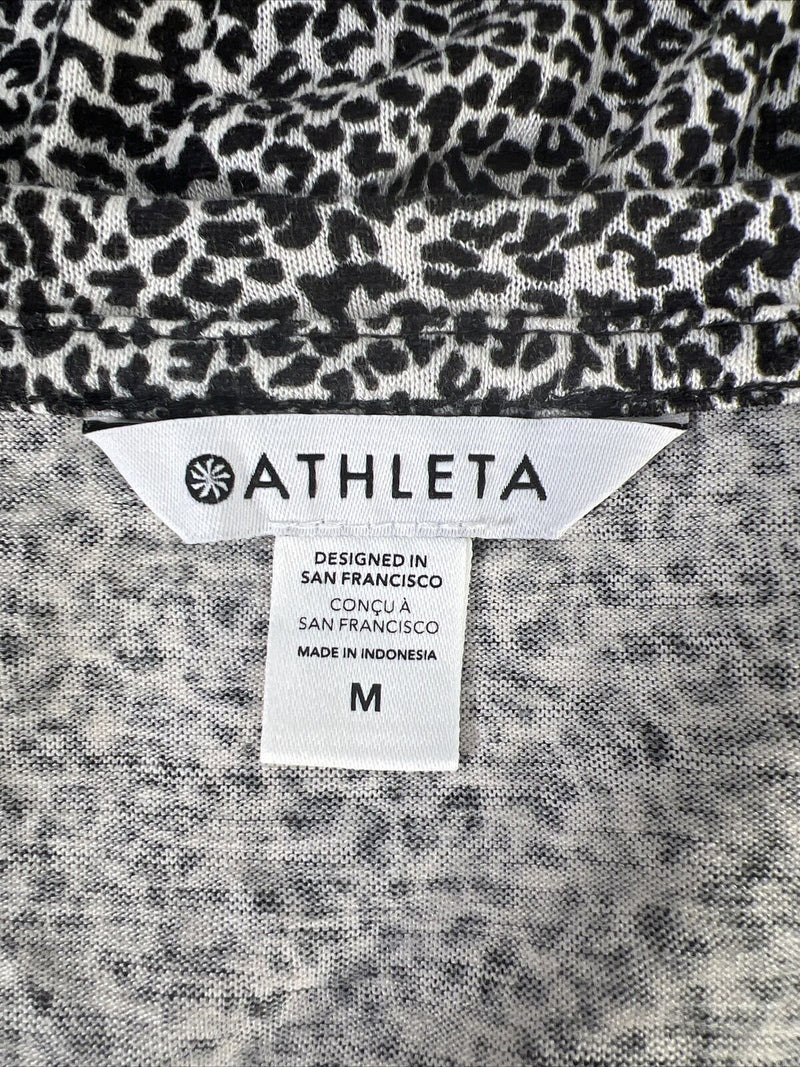 Athleta Women's Black/White V-Neck Short Sleeve T-Shirt - M