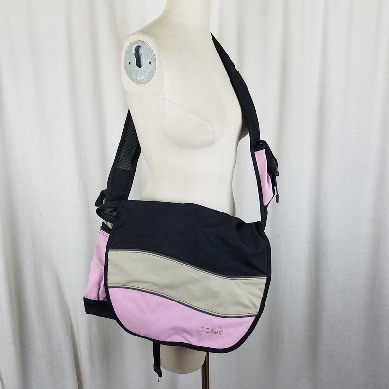 LL Bean Pink Colorblock Crossbody Flap Messenger Large Shoulder Bag Computer