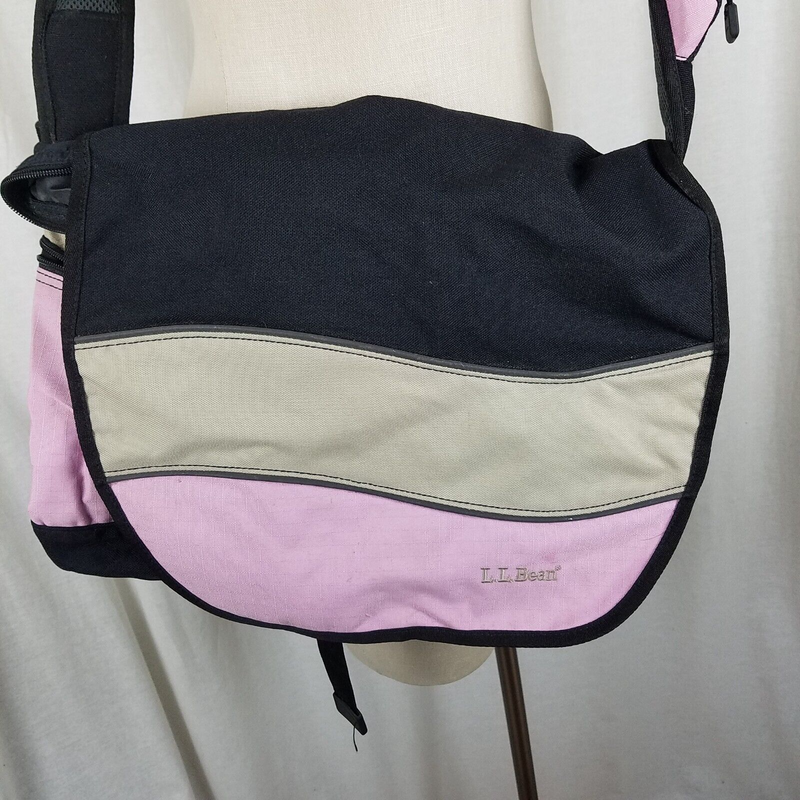 LL Bean Pink Colorblock Crossbody Flap Messenger Large Shoulder Bag Computer