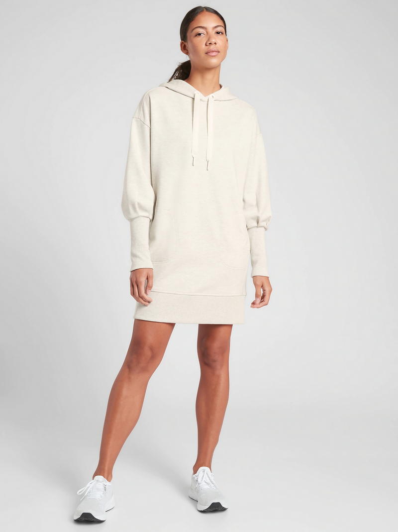 Athleta Heather Oatmeal Long Sleeve Mala Hoodie Dress