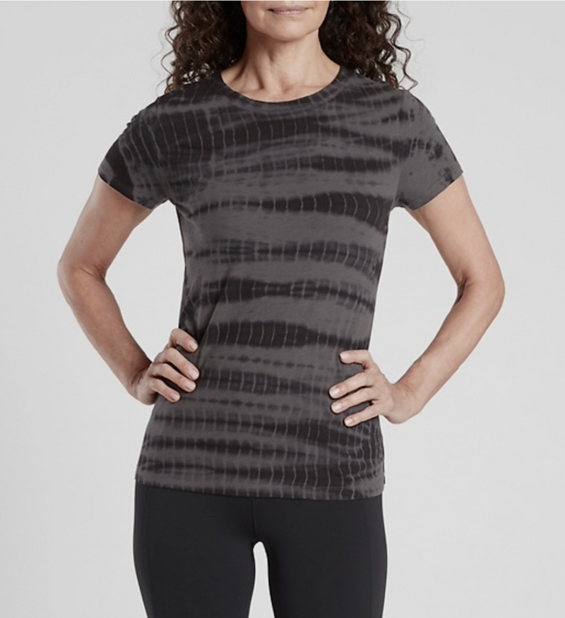 Athleta Black Short Sleeve Organic Daily Tie-Dye Crew Tee