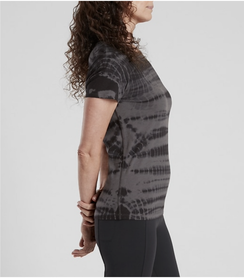 Athleta Black Short Sleeve Organic Daily Tie-Dye Crew Tee