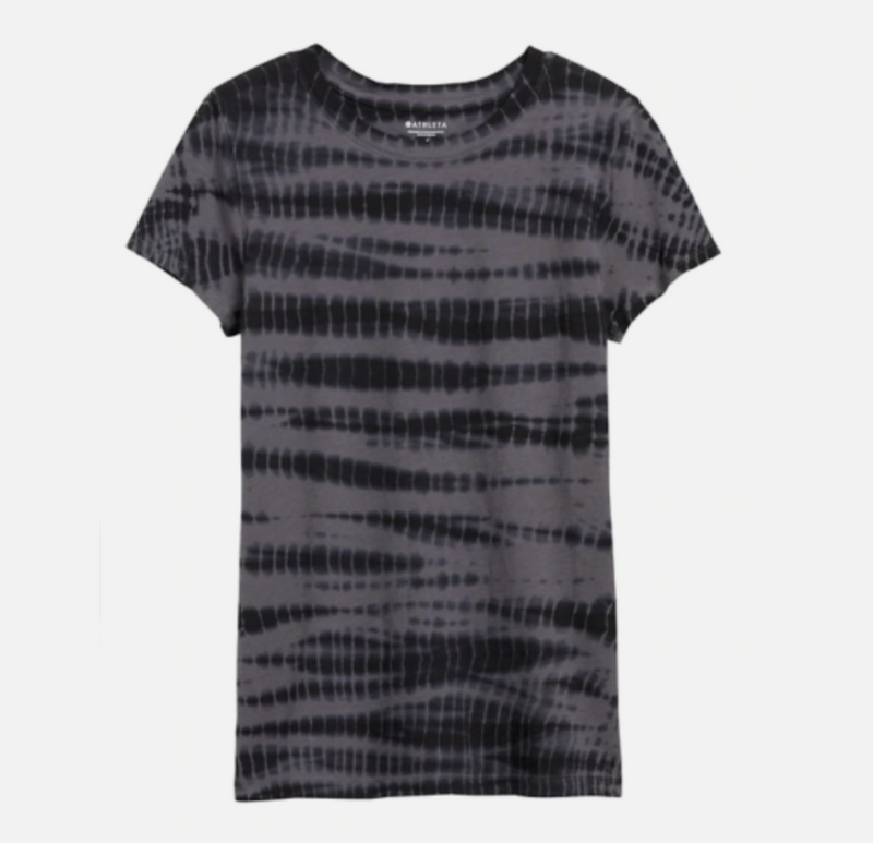 Athleta Black Short Sleeve Organic Daily Tie-Dye Crew Tee