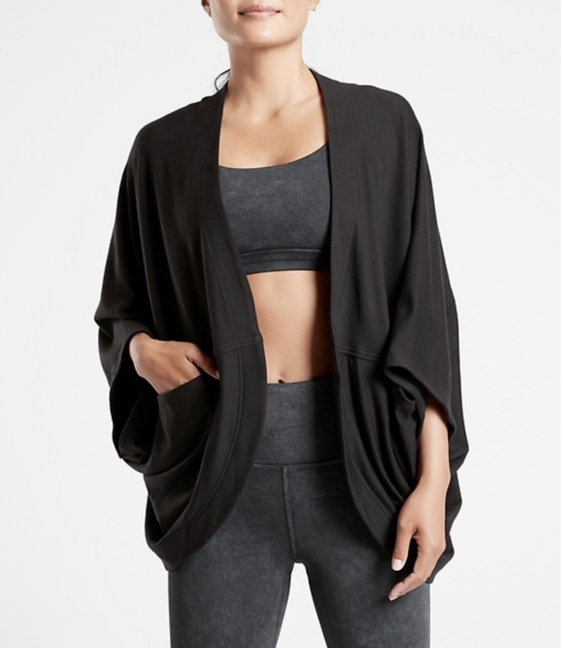 Athleta Black Nirvana Cocoon Wrap Cardigan with Pockets