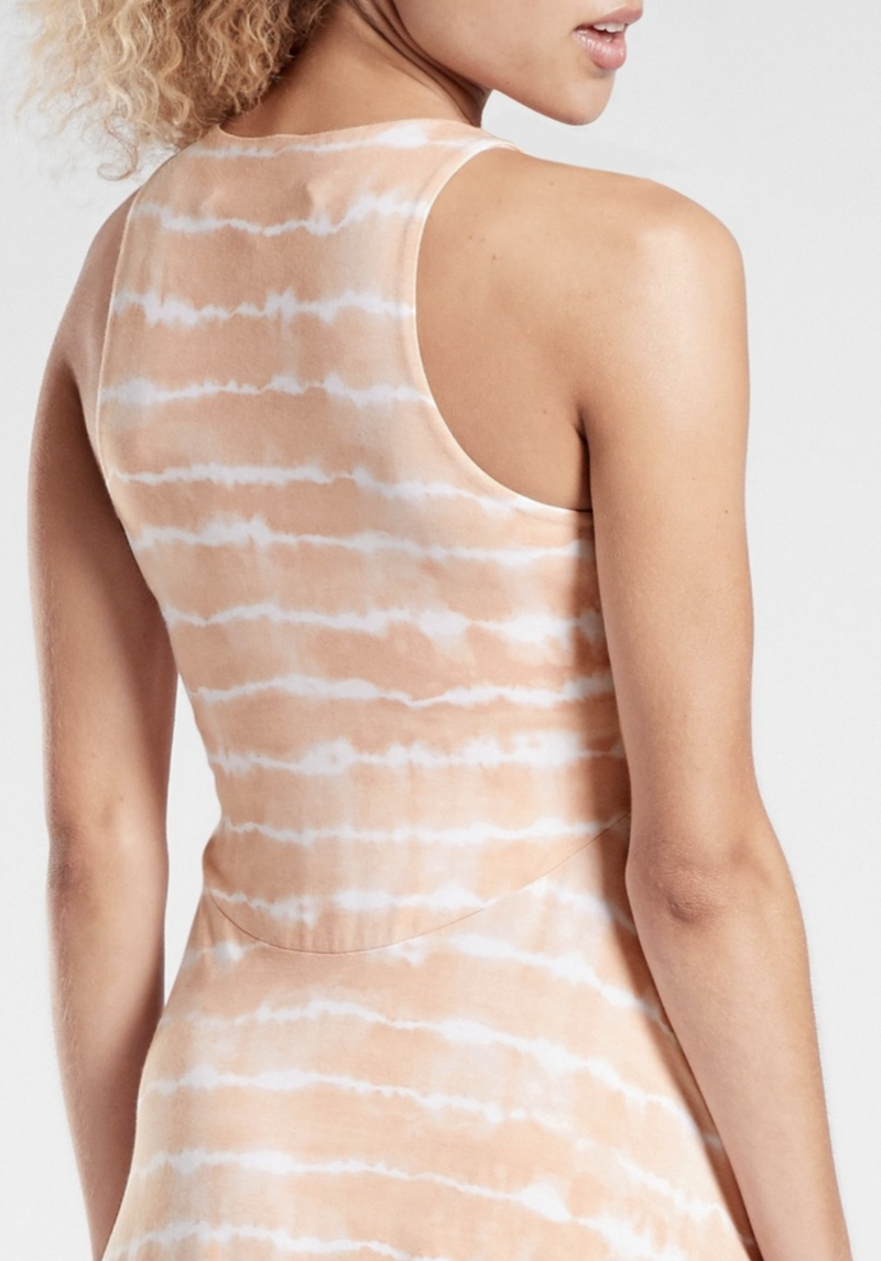 Athleta Peach White Tie-Dye Sleeveless Santorini Thera Dress