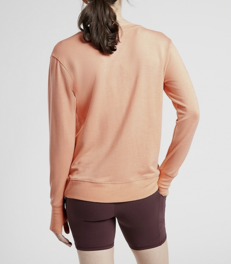 Athleta Beach Peach Long Sleeve Sunrise V-neck Sweatshirt